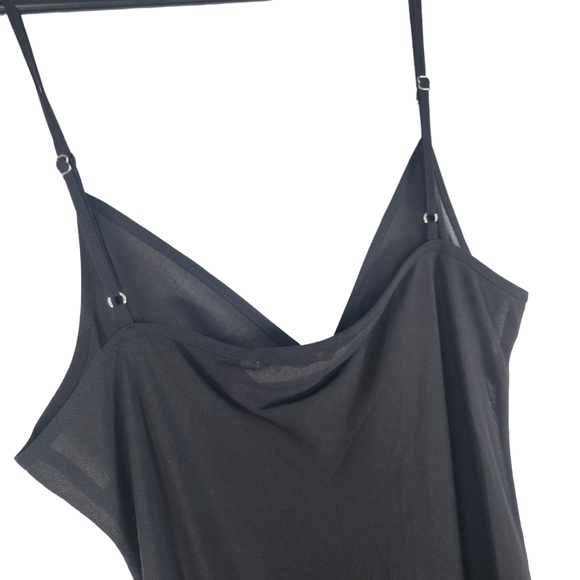 VERONICA BEARD Womens Silk Black V Neck Flowy Spaghetti Strap Slip Dress Sheer - Picture 5 of 7
